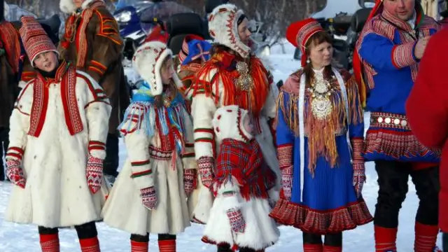 Sami people in traditional dress.