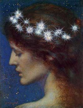 An imagining a woman with stars in her hair.